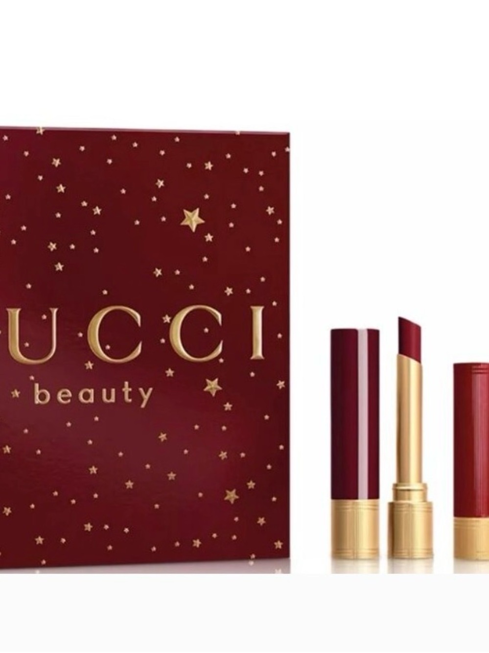 Gucci Beauty 509 Gucci Rosso Ancora lipstick trio gift set retail $132